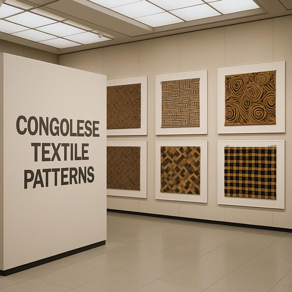 Des motifs textiles congoleses en exposition.